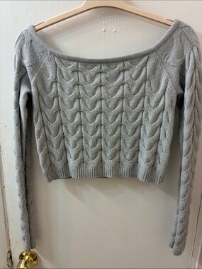 Garage Cozy Cable Off-Shoulder Sweater